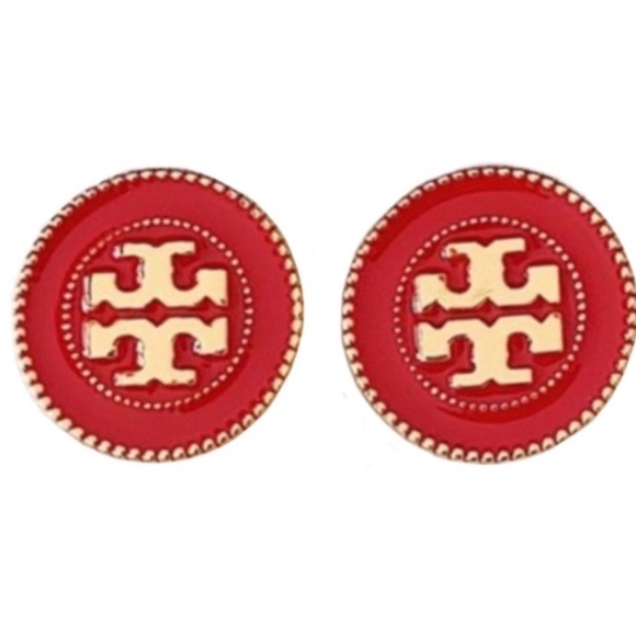 Tory Burch red thin circular stud earrings - Picture 1 of 9